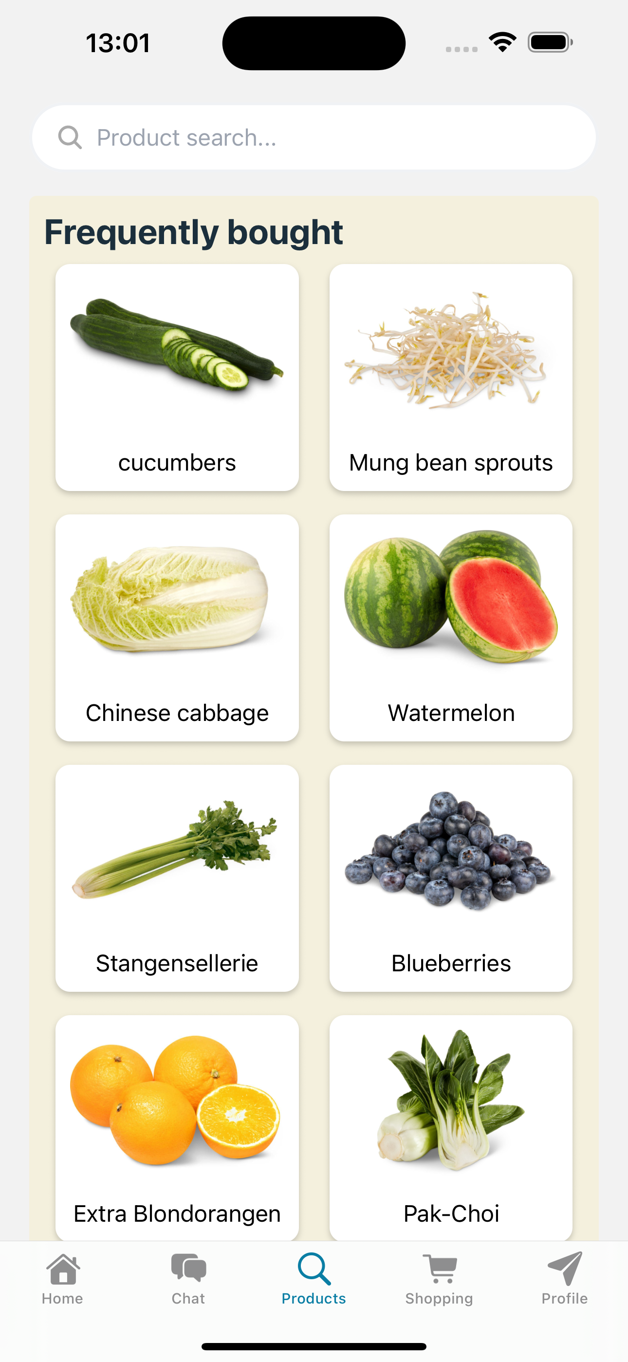 NutriPilot shopping history screen
